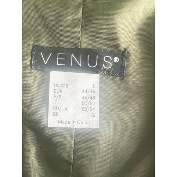 Venus Olive Green Sleeveless Jumpsuit With  Rhinestone Embellishment Neckline L - Picture 11 of 12